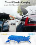Ecogenix J1772 to Tesla Charger Adapter, Max 80A/250V for Tesla Model Y 3 X S Cybertruck, Tesla Accessories, Connecting to SAE J1772 Charging Stations Fast & Safe Charging for Tesla only