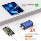 ALLWEI 300W Car Power Inverter, DC 12V to 110V AC Converter Car Plug Adapter Outlet with 65W PD USB-C & 18W USB-A Fast Charge, Car Cigarette Lighter Charger for Phone, Laptop, Tablet - Blue