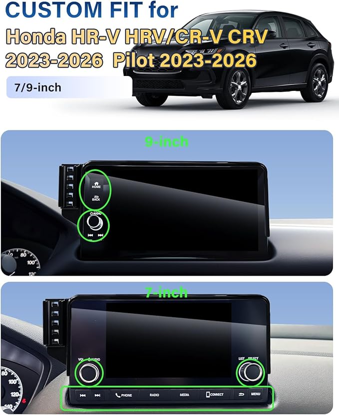 Phone Mount for Honda CR-V CRV 2023-2026/HR-V HRV 2023-2026/Pilot 2023-2026 Accessories 7/9-Inch Screen Screen, Magnets CR V Phone Holder for MagSafe, Wireless Charger Magnetic Bracket for Cell Phones