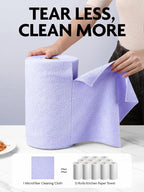 Fantasticlean Microfiber Cleaning Cloth Roll -75 Pack, Tear Away Microfiber Towels, 12" x 12", Reusable, Washable, Scratch Free, Ultra Absorbent Dishcloth for All-Around Cleaning Supplies (Lavender)