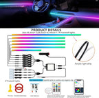Interior Car LED Strip Lights,Acrylic LED Lights for Car with Dynamic Dreamcolor Chasing,175 inches 10 in 1 RGB Neon Strip Fiber Optic Ambient Lighting Kits with Remote APP,for Inside car Decorations