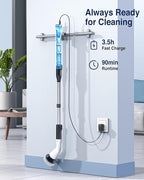 Electric Spin Scrubber, Cordless Cleaning Brush Scrubber with 7 Replaceable Brush Heads and Adjustable Extension Handle, IPX7 Waterproof Power Cleaning Brush for Bathroom Tub Floor Tile Shower