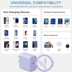 iPhone 17 16 15 Charger Fast Charging 3+3Pack Type C Charger USB C Chargers Block with 6FT Cable for iPhone Air/17/17 Plus/17 Pro/17 Pro Max/16/16 Plus/16 Pro/16 Pro Max/15/15 Pro Max/iPad Pro(Purple)