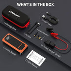 Jump Starter with Air Compressor, Acmount 5000A Car Battery Jump Starter with 150PSI Tire Inflator for Up to 9.0 Gas/8.0L Diesel, 12V Portable Jump Starter Box with LCD Display, Light (Orange&Black)