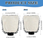 2 Pack Premium Microfiber Chenille Car Washing Mitt, Dual Sided Wash Gloves, No Scratch, Lint Free Washing and Detailing for Car Washing and Detailing (Cream Texture Beige)