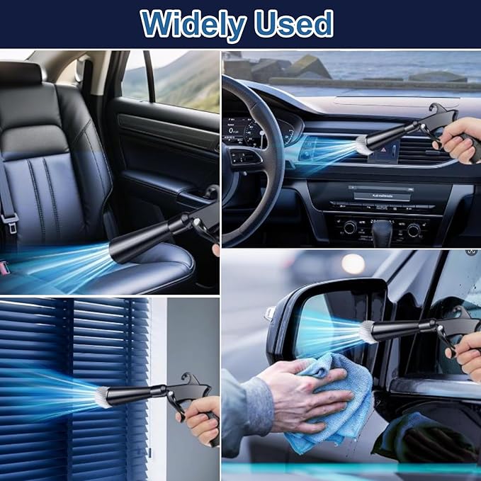 Detailing Car Cleaning Gun Interior Dryer Air Blow Gun, High Pressure Blower Gun with 5 Pcs Brushes for Auto Carpet Seats Dashboard Console Cleaning