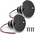 12V USB Outlet All-Aluminum QC 3.0 USB-A & USB-C PD3.0 Dual High-Speed Charger Socket, Recessed Mount Type-A Type-C Port for Camper Van Trailer RV Boat Truck (Big Version*2)