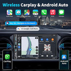 Double Din Car Stereo Compatible with Voice Control Apple Carplay - 7 Inch HD LCD Touchscreen Monitor, Bluetooth, Subwoofer, USB/SD Port, A/V Input, AM/FM Car Radio Receiver, Backup Camera