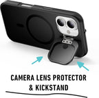 Spy-Fy iPhone 17 Privacy Case | Front and Rear Camera Covers | MagSafe iPhone Case with Lens Protection | Camera Blocker for Privacy and Safety | Slim Shockproof Phone Cover 6,3-inch Black