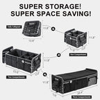 Bold Color Block Trunk Organizer | 95L, 35"x13.8"x11.8" | Dedicated Shoe Storage & 26L Ice Pack | Foldable for SUV/Car/Jeep | Stylish Gift & Essential Car Accessories for Drivers - Black-X212