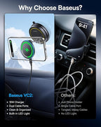 Baseus Vacuum 15W for Magsafe Car Mount Charger, 119LBS Suction Cup 720° Adjustable Magnetic Car Charger Phone Holder, Foldable Cell Phone Holder with Reusable Washable Gel for Car & for 17to13 iPhone