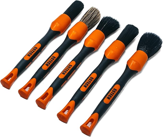 Preimum Car Detailing Brush Set - 5 Pack Auto Detail Kit for Automotive, Soft to Firm Brushes for Cleaning and Polishing for Interior, Exterior, Dashboard, Wheel Rims, Air Vent, Seat, car wash