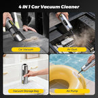 Mr.ego Handheld Car Vacuum Portable Cordless, 4-in-1 Mini Vacuum with 18500Pa Strong Suction, Desk Vacuum Cleaner and Air Duster with Green LED Light for Small Jobs, Car, Home, Keyboards (Silver)