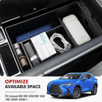 Autorder Center Console Organizer for 2022 2023 2024 2025 Lexus NX NX 250/NX 350/NX 350h 450h+ Accessories Armrest Storage Box Secondary Insert Tray with Anti-Slip Mat
