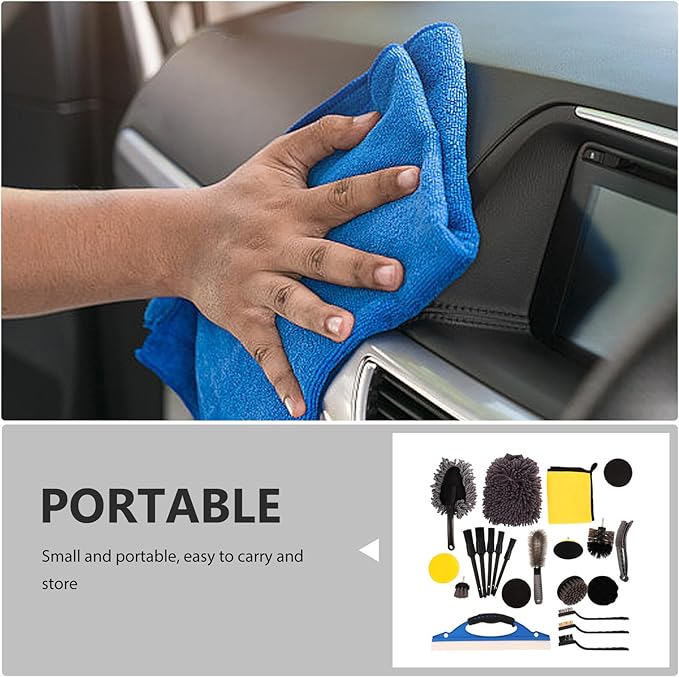Healifty 23-pcs Car Detailing Brush Set with Wheel Cleaner Brush and Car Duster for Exterior and Interior Cleaning Multi-Function Auto Rim Cleaning Tools and Dashboard Maintenance