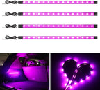 YM E-Bright Led Strip Lights for Cars, 27CM 5050 15SMD Waterproof Car Underglow Lights Motorcycles Golf Cart Boat Decoration Led Interior Exterior Lights Strip,DC-12V,Pinky Purple (Pack of 4)