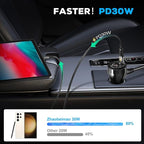 Cigarette Lighter Splitter Car Charger, 300W 4 Socket Car Plug in Outlet 12V Adapter with Dual PD 36W and QC3.0 USB C Multi Port & Independent Switch & Dust Cover & Voltmeter for All Car Devices