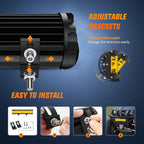 Nilight Side Shooter Light Bar 12Inch Triple Row Spot Flood Combo Yellow Beam Work Lights with 5Pin Rocker Switch Wiring Harness Kit for Off-Road Lighting on Truck SUV ATV UTV