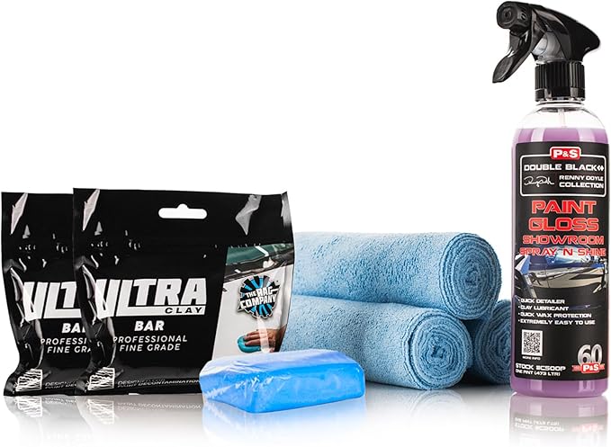 The Rag Company - Clay Bar Starter Kit - Surface Prep Kit for Cars, Trucks, SUVS & More - Includes 2 Premium Clay Bars, Clay Lube, Microfiber Towels - 6 Piece Kit