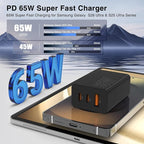 65W Super Fast Charger Type C for Samsung,3 Port 100W PD Quick Charging 3.0 USB C Block & 3/6/10/10FT Braided Type C Cord for Samsung Galaxy S26 Ultra/S26/S25 Ultra/S24/Android/iPhone 17/Laptop-White
