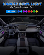 Powerty Adjustable 8 Colors LED Lights for 2022 2023 2024 Toyota Tundra Inner Door Handle Bowl Mood Lighting Decorative Interior Lamp (4PCS)