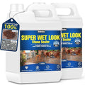 Super Wet Look Stone Sealer-2 Gallon, Durable & Long-Lasting Protection with High Gloss Finsh, Stain Proof, Against Water Damage & Dissolved Salts Natural Stone Sealer for Sandstone, Driveways