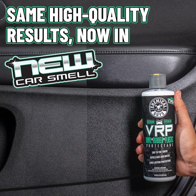 Chemical Guys VRP Vinyl, Rubber and Plastic Protectant, Super Shine Dressing for Tires, Trim and More, Safe for Cars, Trucks, SUVs, & More (16 Fl oz) - New Car Scent