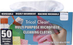 Tricol Clean 50PK Profesional Resuable Lint Free Microfiber Edgeless Cleaning Cloth Cleaning Rags,Absorbent Microfiber Wipes for Housekeeping, Car Cleaning(12 * 12 Inches) (white1)