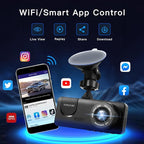3 Channel Dash Cam WiFi FHD 1080P Car Camera, TOPGOOSE Front Dash Camera for Cars with 64GB Card, Mini Dashcams for Cars with Night Vision, 24 Hours Parking Mode, WDR, Loop Recording, G-Sensor, APP