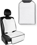 Owleys Set Seat Back Organizer & Car Seat Protector Hexy Waterproof & Non-Slip Protector for Child Car Cushion for Leather and Fabric Seats (White Set 2)