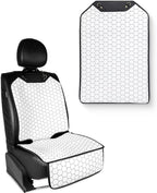 Owleys Set Seat Back Organizer & Car Seat Protector Hexy Waterproof & Non-Slip Protector for Child Car Cushion for Leather and Fabric Seats (White Set 2)