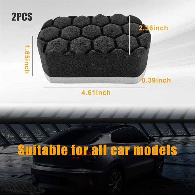 2 PCS Tire Shine Dressing Applicator Pad, Washable Hex Logic Car Detailing Foam Sponge with Easy Grip, Soft Tire Trim Applicator Pad for Car Glass, Porcelain and More (Gray)