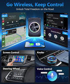 2026 CarPlay Wireless Adapter, Android Auto AI Box, Turn Car Screen into TV (Stream Netflix/YouTube), Plug & Play Magic Video Dongle, Support TF Card, Bluetooth 5.1 + WiFi Connectivity