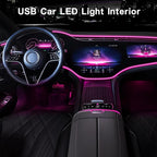 EL Wire Interior Car LED Strip Lights, 16.5FT USB Neon Glowing Strobing Electroluminescent Wire Strip with 6mm Sewing Edge, Ambient Lighting Kits for Car Home Decorations (Pink)