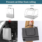 PETSFIT Portable Travel Cat Litter Box with Lid – Collapsible, Leak-Proof & Washable 2-Layer Liner, Sturdy Support Frame, for Hotel/Car/Camping, Cat Travel Essentials for Kitty/Medium Cats Grey