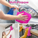 Shimeyao 30 Pcs Edgeless Microfiber Plush Towels for Cars Detailing Drying Wash Polishing Absorbent Cleaning Cloths, 500 GSM (16 x 16 Inch,Fuchsia)