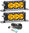 AUXTINGS 2 Pieces 6 inch Single Row Amber LED Light Bar 30W Off Road Light Bar Flood Beam LED Work Light Truck UTV 4x4 Cars SUVs ATVs Boats Fog Driving Light with Wiring Harness kit