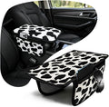 Cow Print Armrest Cover with 2 Side Pockets & Storage Bags, Cute Cow Car Decor,Center Console Cover Pad Organizer, Cow Pattern Cushion Mat,Interior Accessories for Most Vehicles (Black)