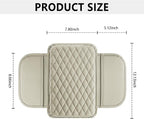 Stacool Upgraded Car Center Console Cover,Microfiber Leather Car Armrest Cover Cushion with 2 Storage Bags,Universal Car Armrest Storage Box (Light Beige)