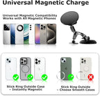 Dual Support for MagSafe Car Mount, Magnetic Phone Holder for Car with Vacuum, 360°Adjustable Metal Head &Extension Rod, Cell Phone Holders for Your Car for iPhone17/16/15/14/13/12, Android