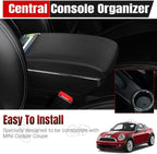 Center Console Armrest Compatible with Mini Cooper Coupe R50 R52 R53 R56 R57 R58 F55 F56 F57 Countryman with 7 USB Port Cup Holder Double Layer Organizer Storage Box (All Black)