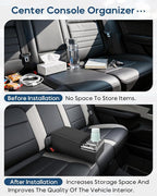Center Console Organizer for Small SUV, Sedan, Truck, Rear Bench Seat Armrest Organizer with 7-Color Adjustable LED Lighting, Upgraded Automotive Center Storage Box with Fast Phone Charging