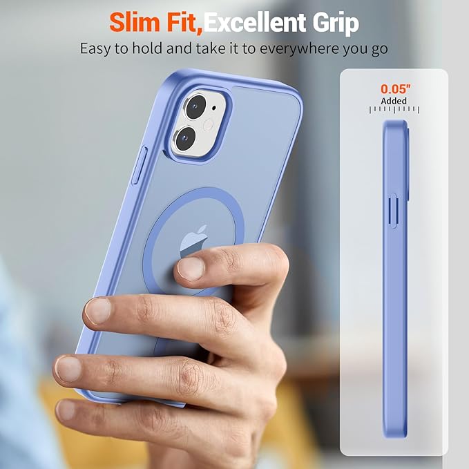 SUPFINE Magnetic for iPhone 11 Phone Case with Screen Protector (Compatible with MagSafe)(Military Grade Drop Protection) Translucent Matte Shockproof Phone Cover,Blue Purple
