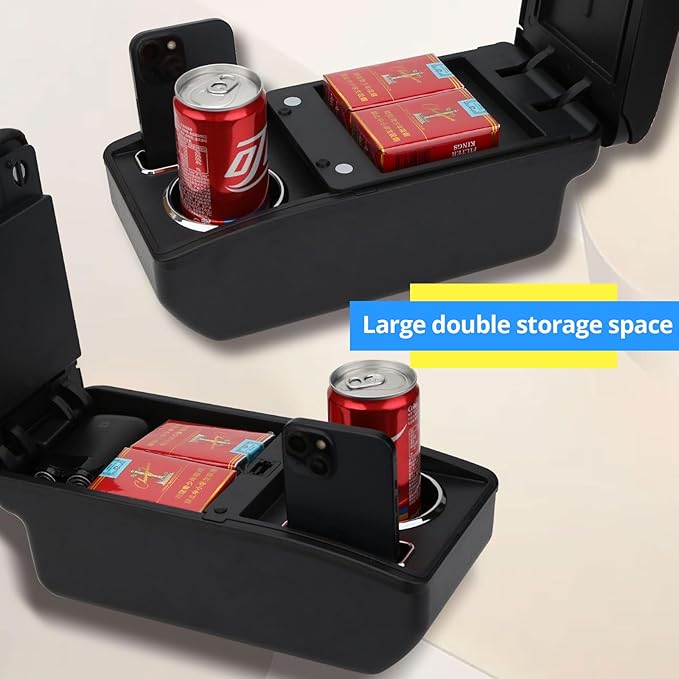 AULPHIKE Compatible with Ford Fiesta Armrest 3 2011-2018 Center Console Organizer Armrests Double Layer Storage Space with Cup Holder