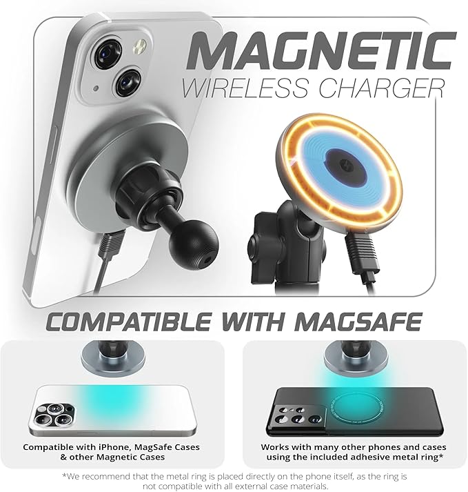 Tackform Link Vent Mount Magnetic Wireless Charging Phone Holder - Compatible with MagSafe, '21-'25 Ford F150 & Raptor, '23-'25 Ford Super Duty | Aluminum Bracket | Short Reach