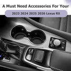 LUWU 2025 2026 RX350 Center Console Cup Holder Compatible with 2024 2025 2026 Lexus RX350/RX450/RX500 Accessories Premium Silicone Cup Holder Mat Spill-Proof, Easy Install & Clean, Black