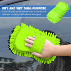 2PCS Microfiber Car Wash Sponge, Double Sided Chenille Microfiber Car Wash Mitt, Scratch Free & Lint Free, Absorbent Automotive Washing Sponges, Auto Cleaning Supplies (Fluorescent Green)