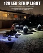 Keiurot 12V Led Light Strip 32CM Waterproof White Led Strip Lights for Cars Motorcycles Golf Cart Interior & Exterior Marine Boat 12V 5050 18SMD,Pack of 4