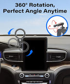 Car Phone Holder for 2019 2020 2021 2022 2023 2024 Ford Explorer Accessories Apply to 10.1 in Screen Fixed Clip Magnetic Cell Phone Mount 360 Degree Rotation with Dashboard Storage Tray