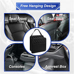 ZIMISI Car Back Seat Organizer, Waterproof Leather Automotive Backseat Hanging Bag with Cup Holders, Large Capacity Car Trash Can, Vehicle Travel Accessories for Most Vehicles (2PCS/Black)